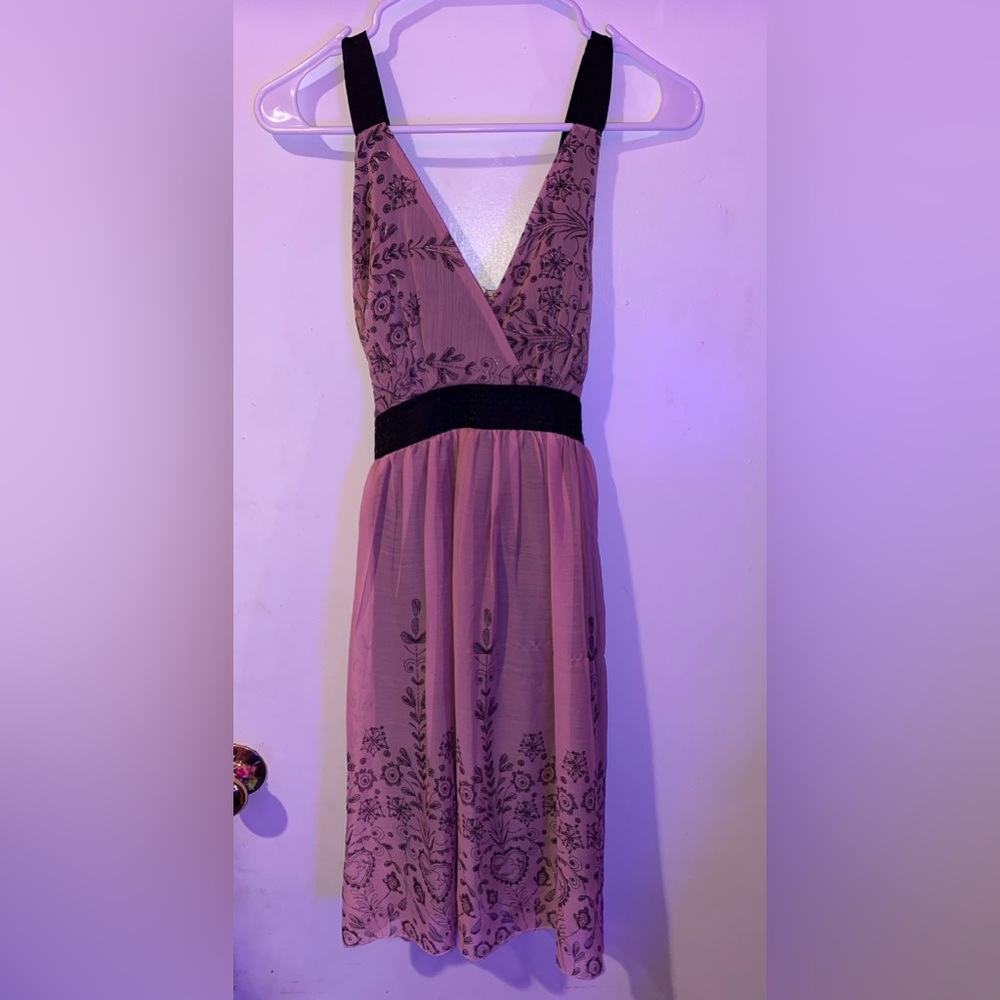Ga Pong Pink and Black Tie Back Dress